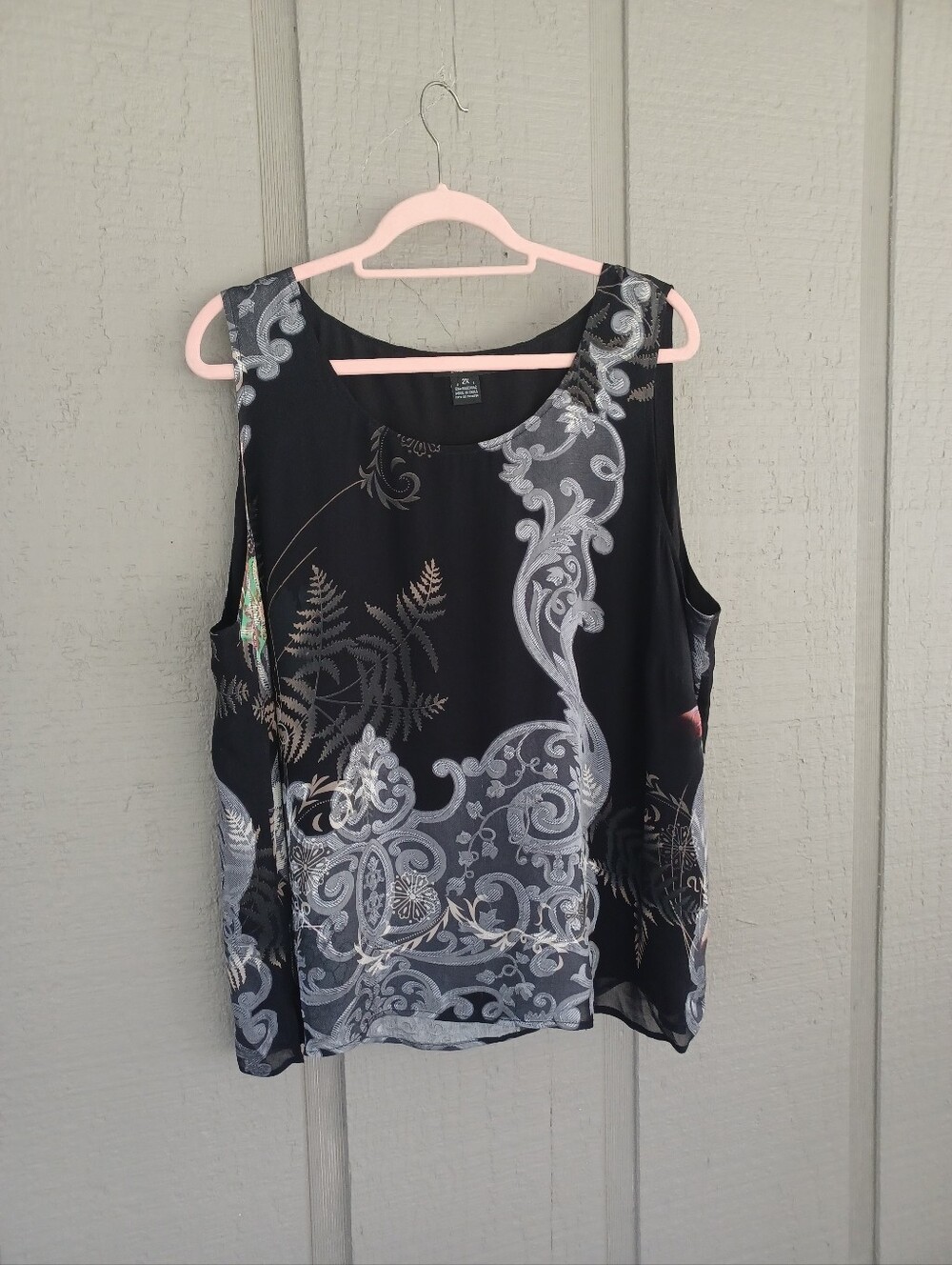 Citron Santa Monica Printed Silk Blend Tank Size 2X Women Lightweight Pullover